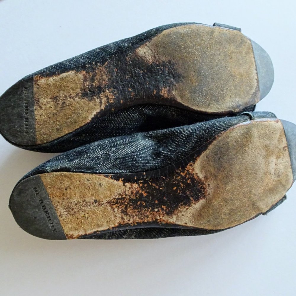 Burberry Dark Blue Denim Ballet Flats - Picture 6 of 8